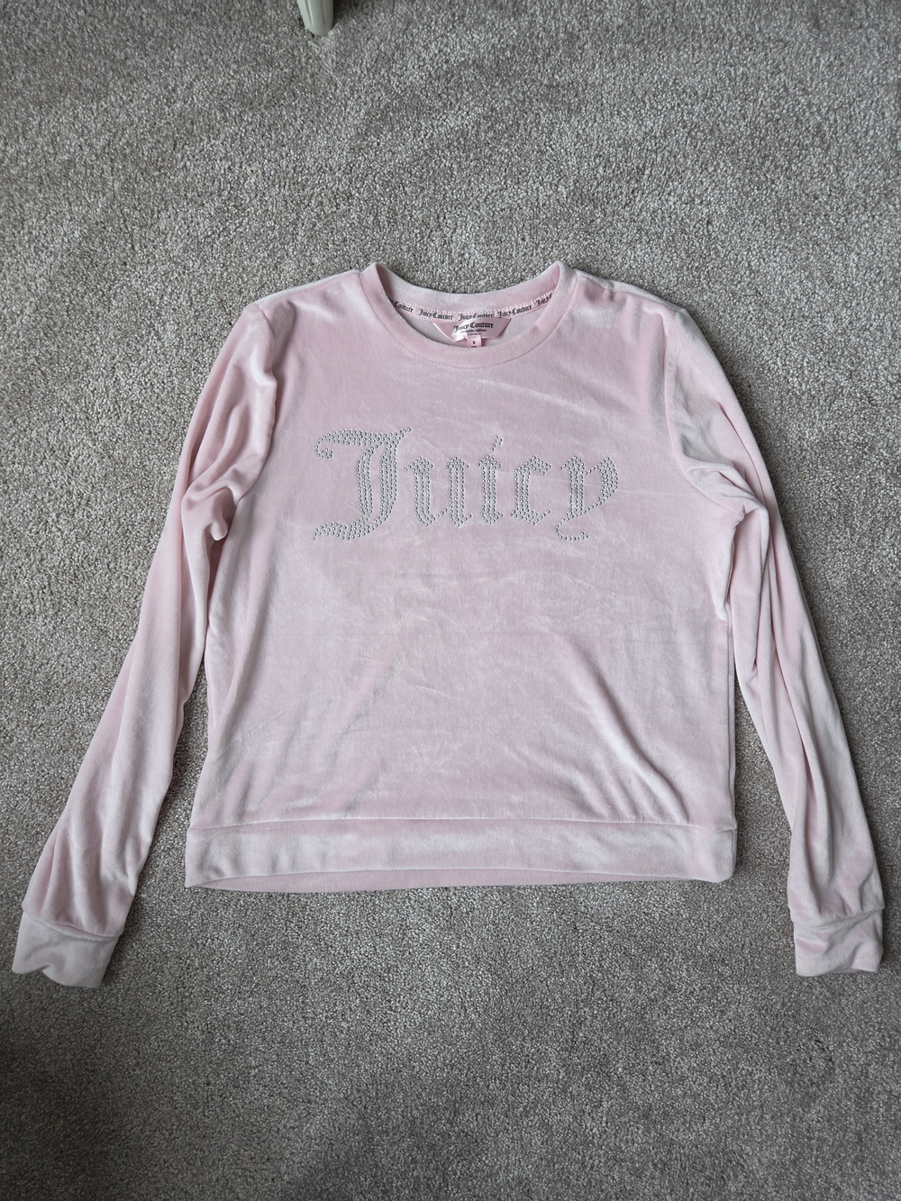 Juicy Couture Pale Pink Velour Crystal Logo Sweatshirt